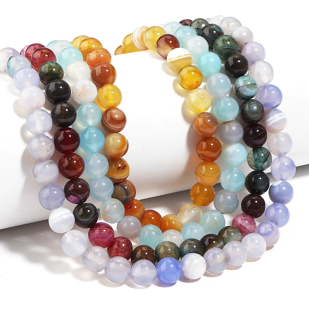Natural Agate Stone Round Spacer Beads 6/8/10mm – DIY Jewelry Stone Spacer Beads PLUSH