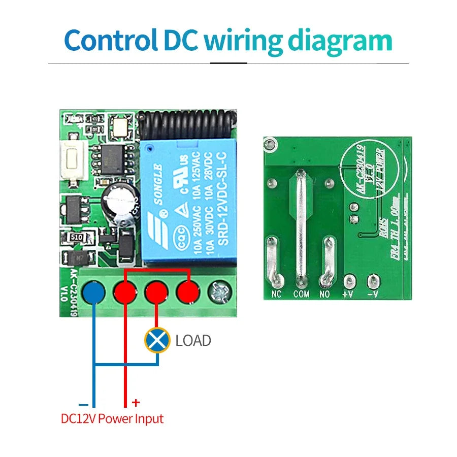DC 12V RF 433MHz Relay Receiver Remote Control Switch Module RF Relay Receiver Module PLUSH