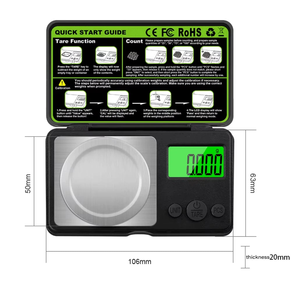 High-Precision Mini Digital Pocket Scale 50g/100g 0.001g LCD Digital Pocket Scale PLUSH