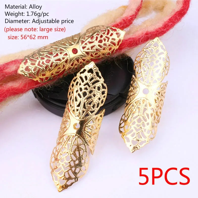 5pcs Hollow Flower Hair Cuffs – Dreadlock Braid Rings & Tubes Hair Braid Cuffs PLUSH 5pcs NO.5