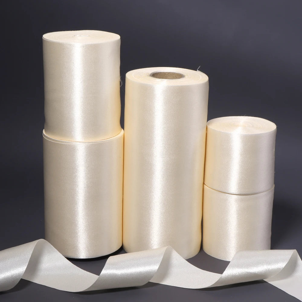 20 Yards Beige Satin Ribbon 4–15cm Wide | Gift & Wedding Craft Satin Craft Ribbon PLUSH Beige 5cm