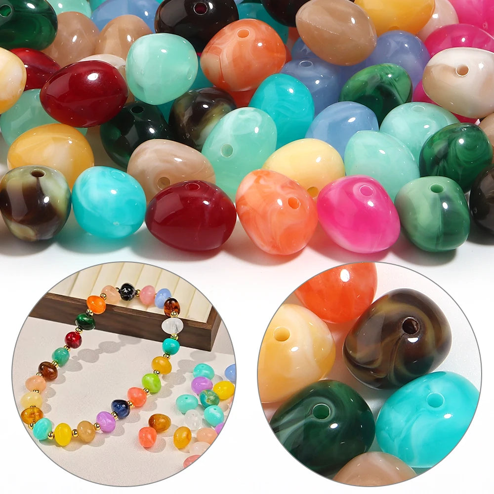 20pcs Marbled Oval Acrylic Spacer Beads 13x16.5mm Big Hole DIY Acrylic Spacer Beads PLUSH