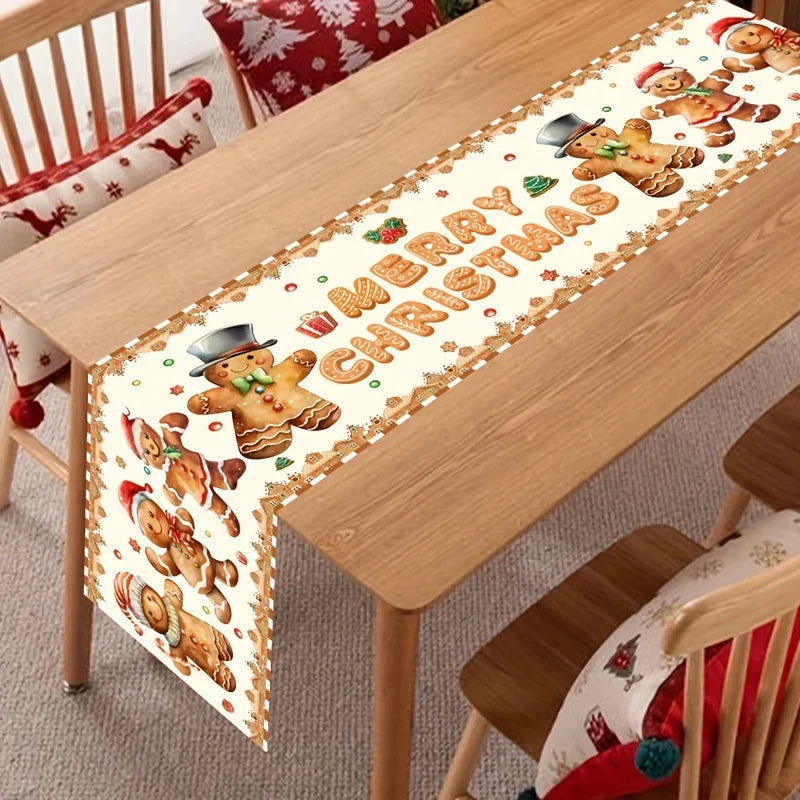 Christmas Gingerbread Man Table Runner – Holiday Festive Décor Holiday Table Runner PLUSH