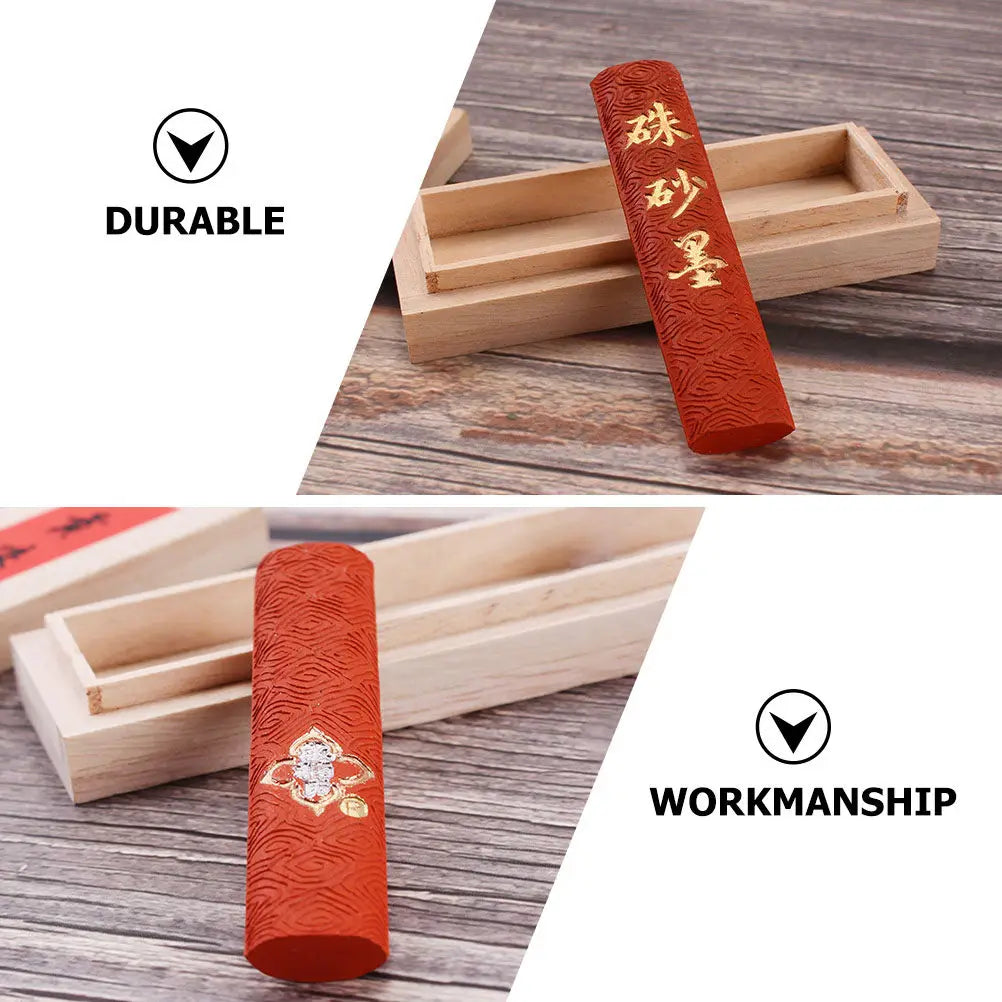 Zhu Sha Red Ink Stick | Traditional Chinese Calligraphy Block Calligraphy Ink Stick PLUSH