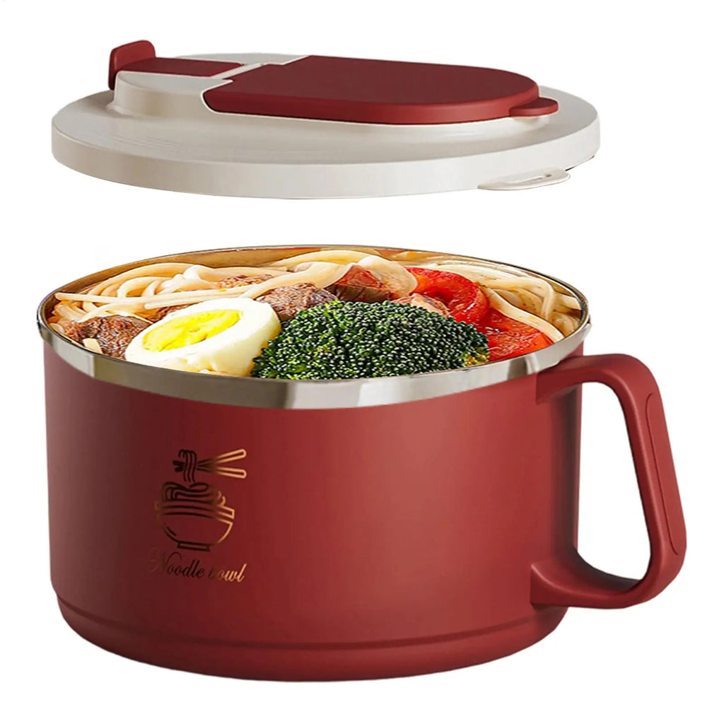 Double-Layer Stainless Steel Lunch Bowl 1650ml with Lid Stainless Steel Lunch Bowl PLUSH