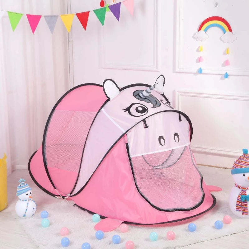 Kids Pop Up Play Tent – Breathable Mesh Indoor Outdoor Playhouse Kids Play Tent PLUSH pink unicorn 100x182x80cm