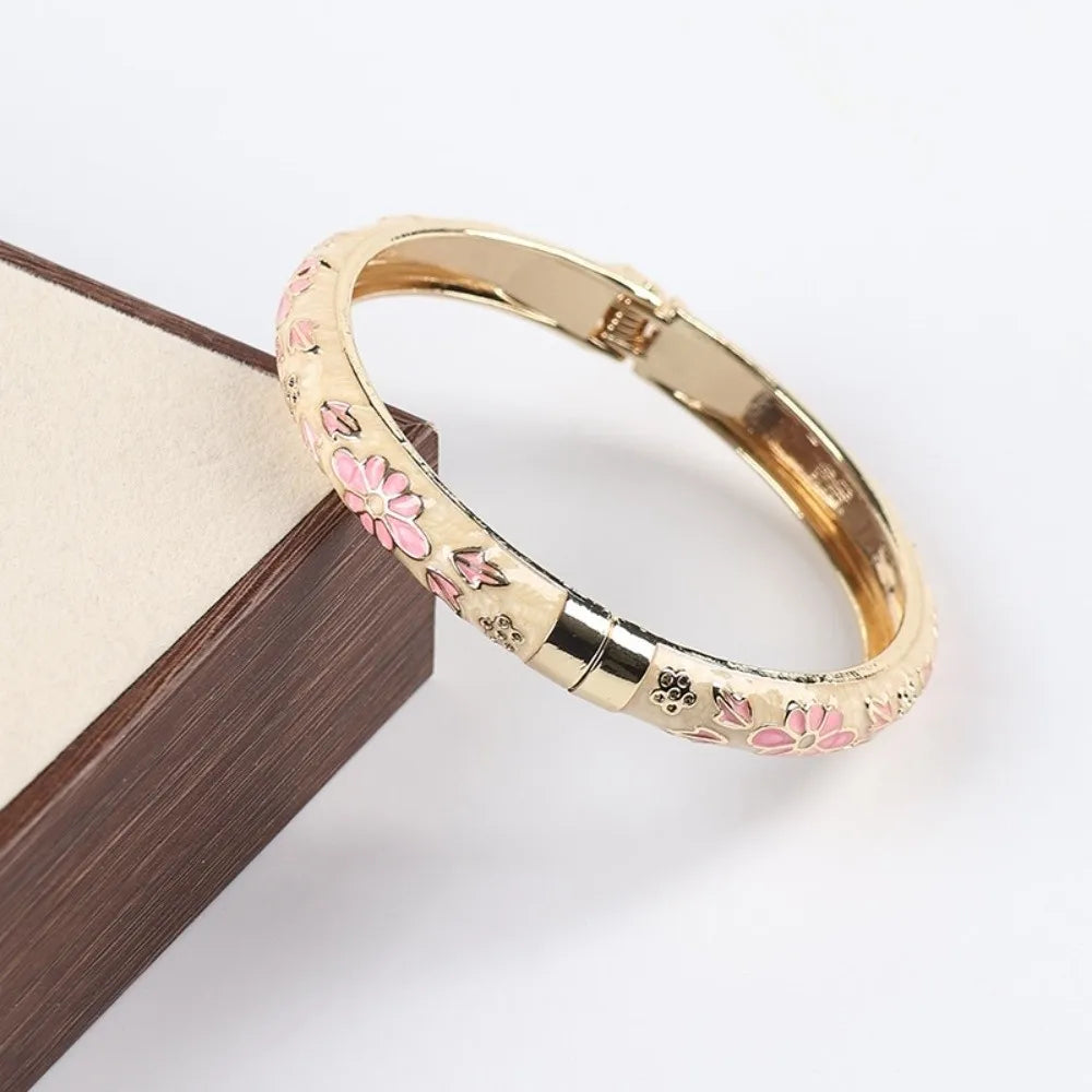 Vintage Cloisonne Enamel Floral Cuff Bangle | Women's Bracelet Enamel Cuff Bangle PLUSH Style 8