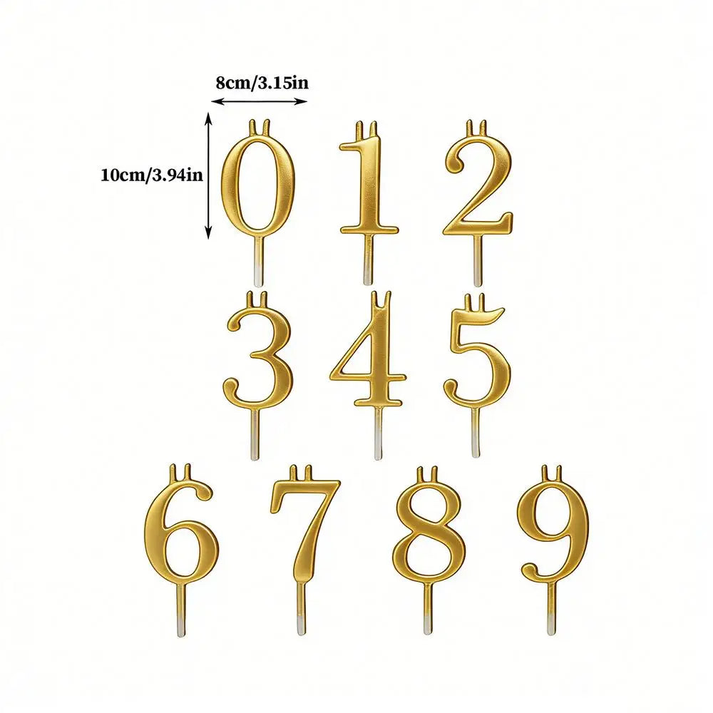 Number Candles 0–9 | Birthday Cake Topper Set (10 Pcs) Birthday Cake Candles PLUSH gold