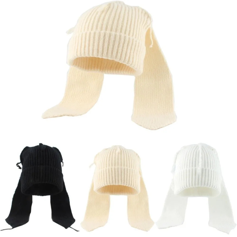 Rabbit Long Ear Knitted Beanie – Cute Bunny Winter Hat Knitted Beanie Hat PLUSH