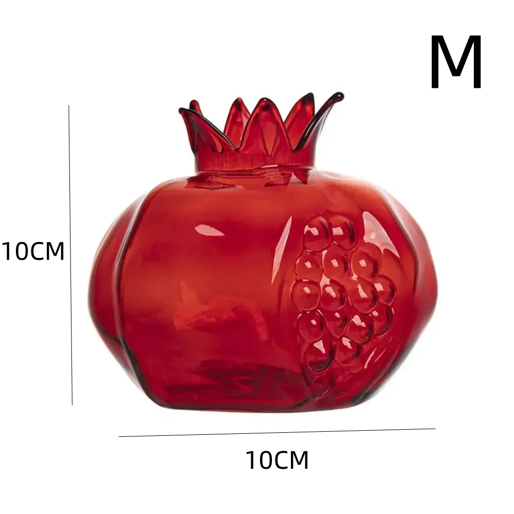 Mini Pomegranate Hand-Blown Glass Vase – Hydroponic Planter Decorative Glass Vase PLUSH transparent-M