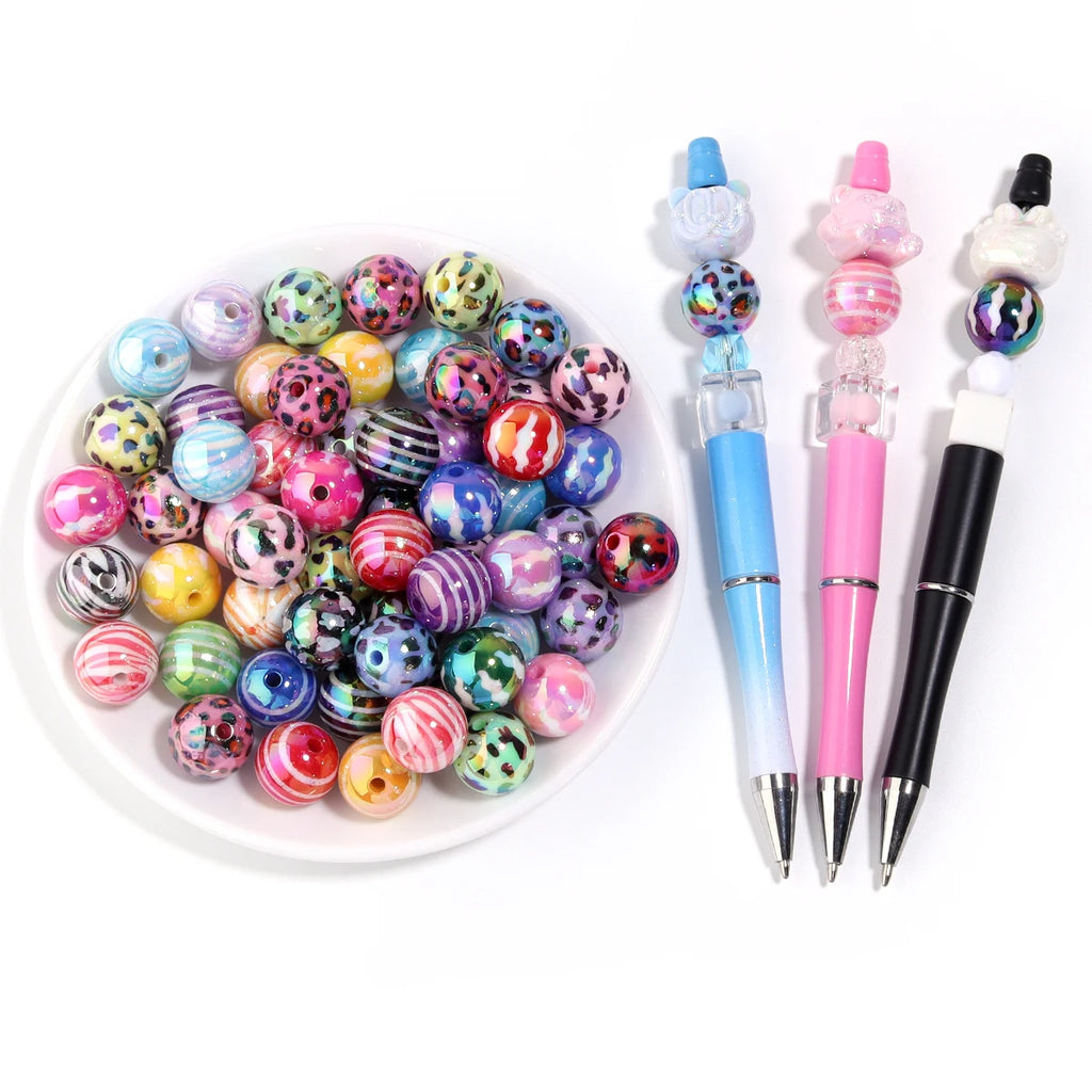 15.5mm UV Printed Acrylic Round Spacer Beads – DIY Jewelry 10pcs Acrylic Spacer Beads PLUSH
