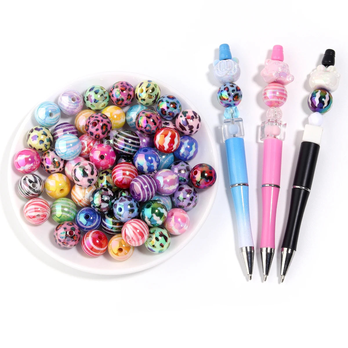 15.5mm UV Printed Acrylic Round Spacer Beads – DIY Jewelry 10pcs Acrylic Spacer Beads PLUSH