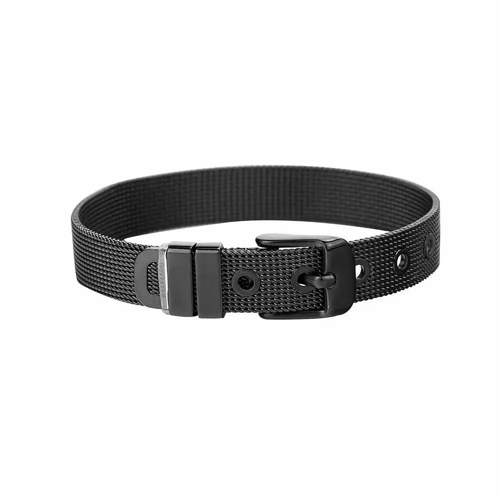 Titanium Steel Mesh Bracelet – Hip Hop Korean Style Unisex Fashion Bracelet PLUSH Black 10mm