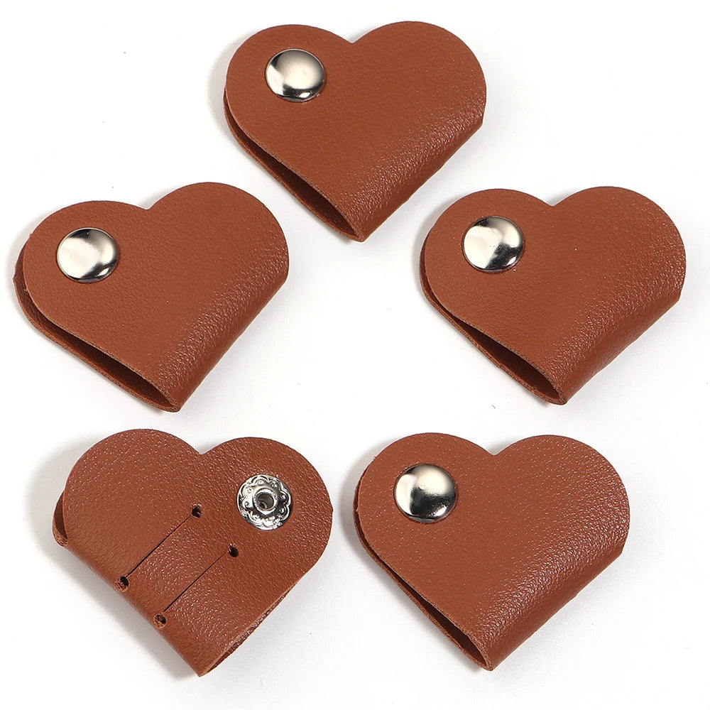 5pcs Heart PVC Cable Clips – Cord & Wire Organizer Holder Cable Organizer Clips PLUSH brown