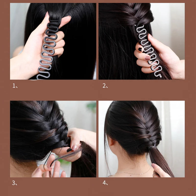 French Braid & Fishbone Braid Styling Tool – DIY Hair Braider Hair Braiding Tool PLUSH