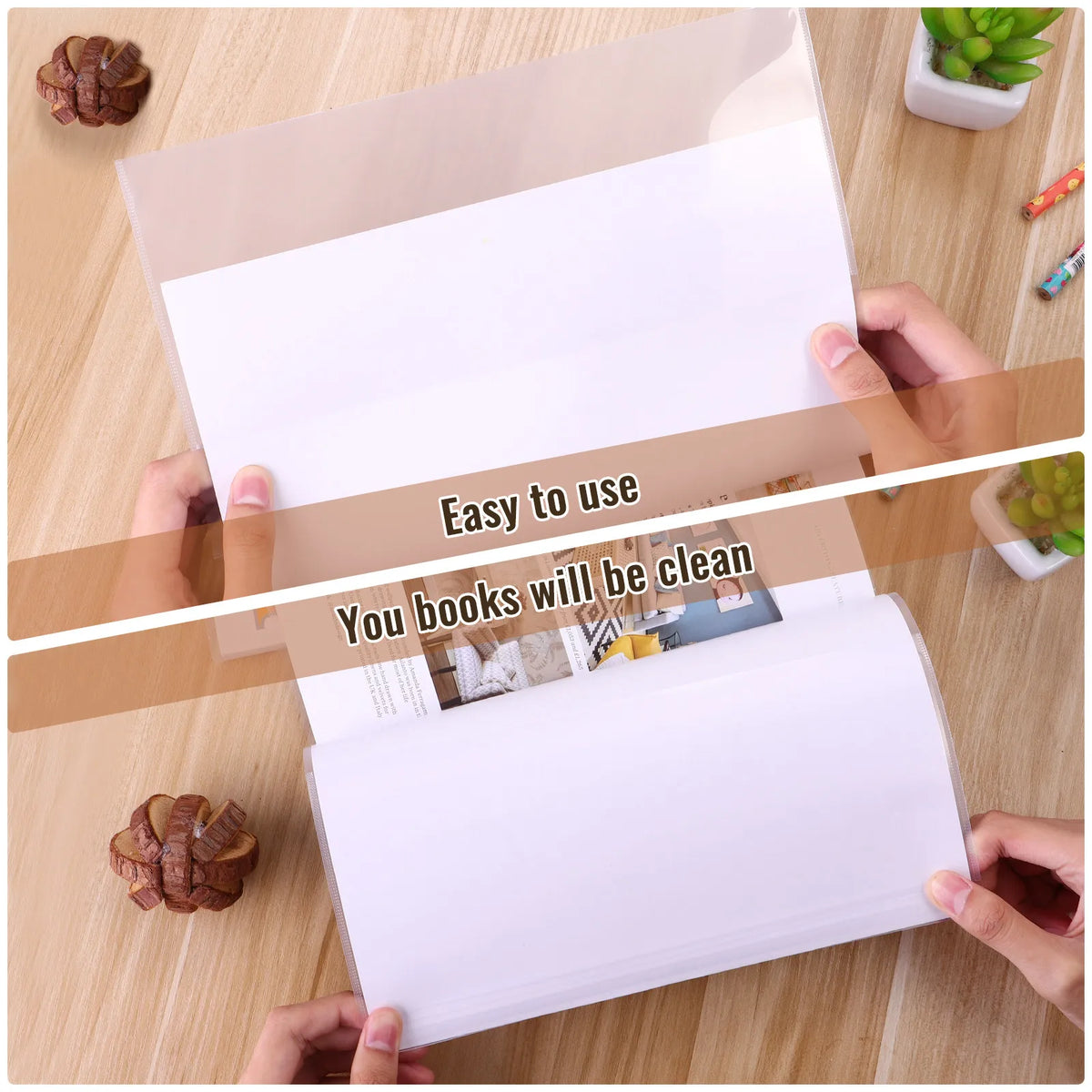 5-Pack Clear Waterproof PP Book Covers – Reusable Textbook Protectors Book Cover Protectors PLUSH