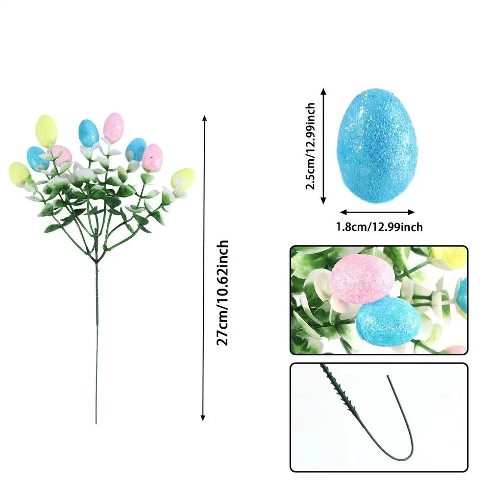 6pcs Easter Egg Branch Stems | Faux Spring Vase Decor DIY Seasonal Faux Stems PLUSH 6Pcs