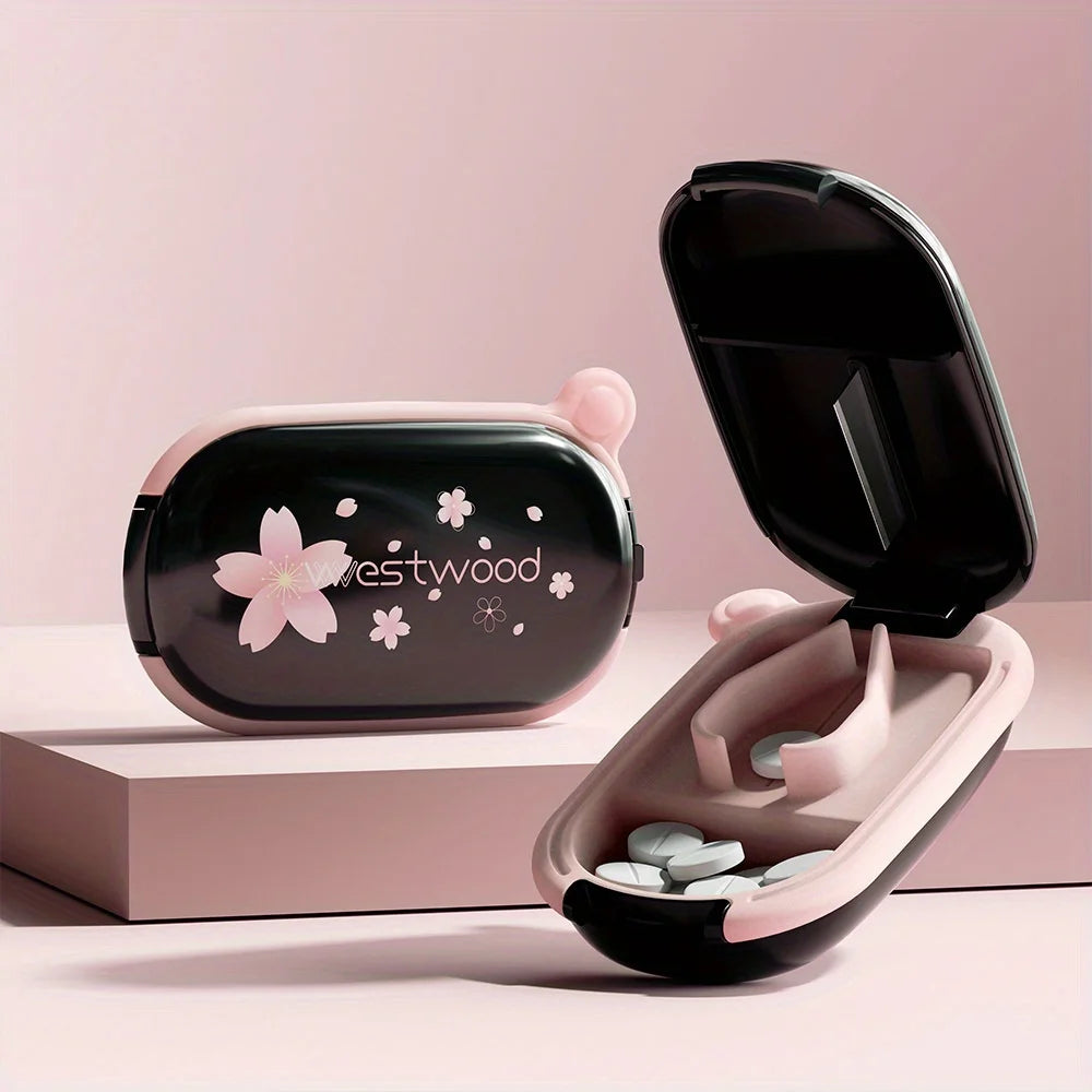 Portable Pill Cutter & Crusher – Compact Tablet Splitter Pill Cutter Crusher PLUSH A Black