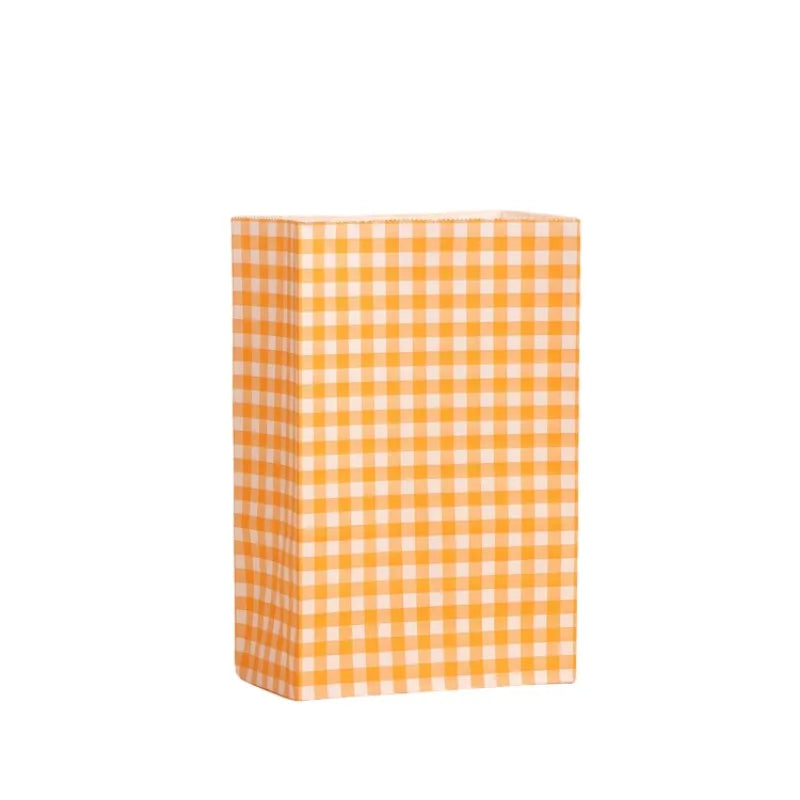 Colorful Checkered Kraft Paper Gift Bags 10/20pcs | Party Favors Party Gift Bags PLUSH Orange 20PCS