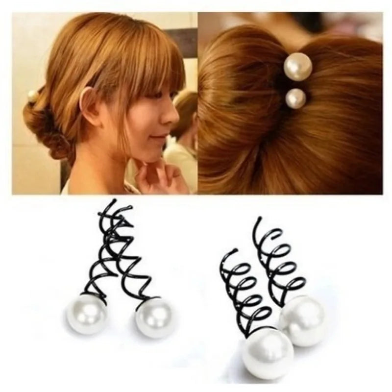 2Pcs Pearl Spiral Screw Bobby Pins – Korean Hair Barrettes Hair Barrette Pins PLUSH