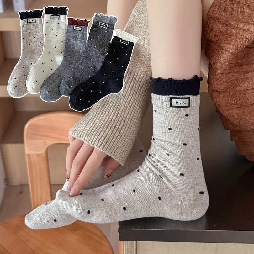 Women's Dotted Casual Long Socks – Soft Breathable Knit Women's Casual Socks PLUSH