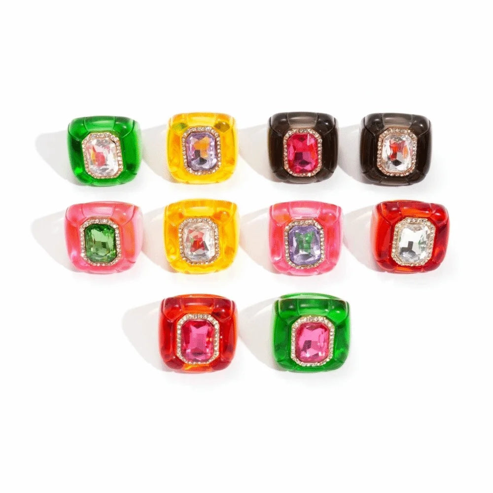 Y2K Candy Color Acrylic Resin Dome Ring | Korean Punk Style Fashion Statement Ring PLUSH