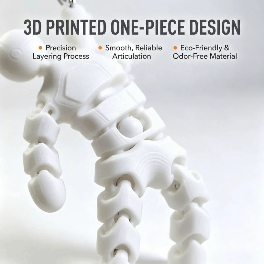 3D Printed Movable Joint Keychain – Flexible Fidget Pendant Novelty Keychain PLUSH