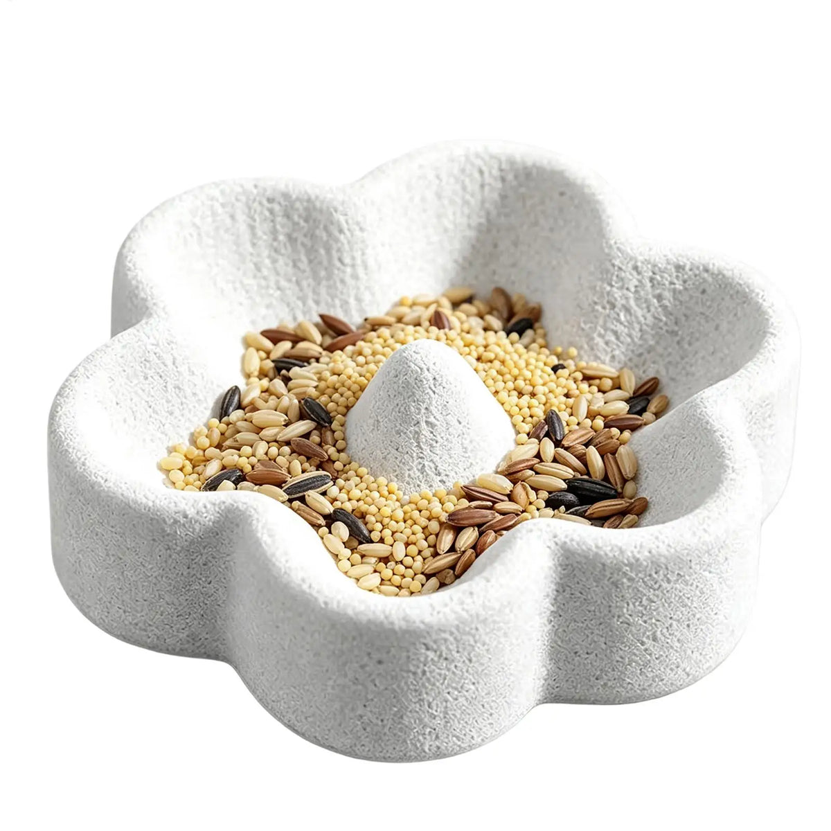 Flower Pumice Bird Feeder Bowl – Anti-Tip Cage Dish Bird Feeder Bowl PLUSH