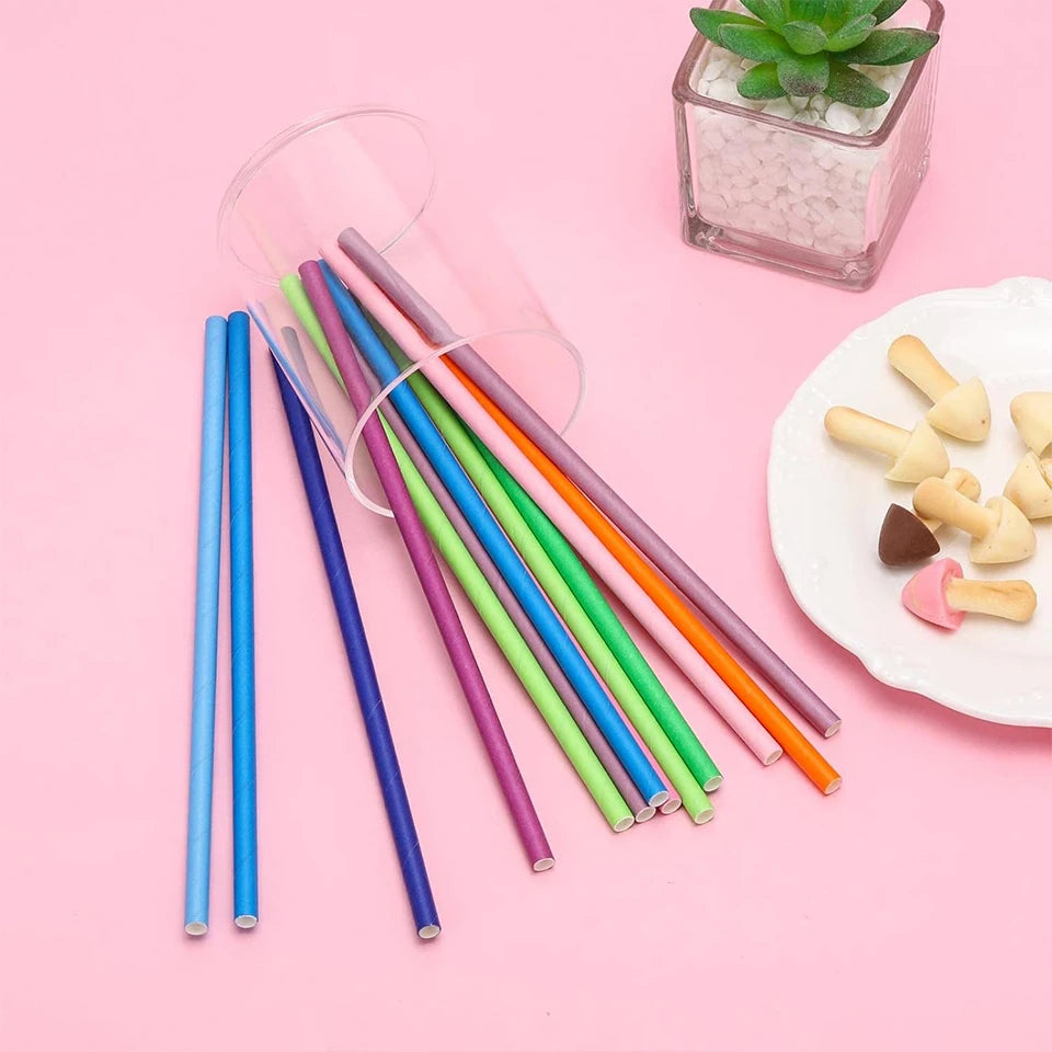 Solid Color Disposable Paper Straws 25/50/100pcs | Party Events Disposable Paper Straws PLUSH