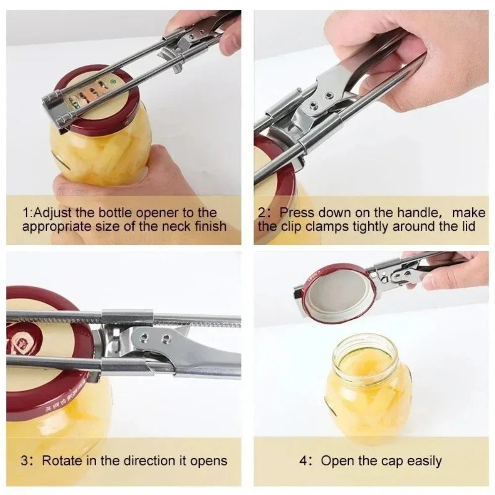 Heavy Duty Adjustable Stainless Steel Jar & Can Opener Kitchen Can Opener PLUSH