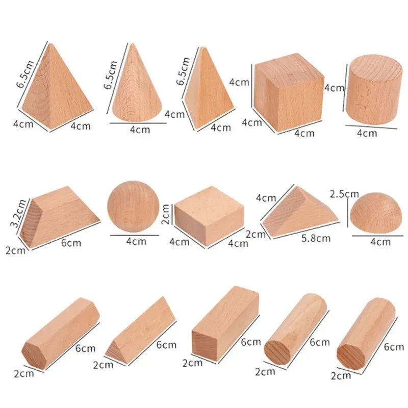 Montessori Wooden Geometric Building Blocks – Kids STEM Toy Set Wooden Educational Toy PLUSH