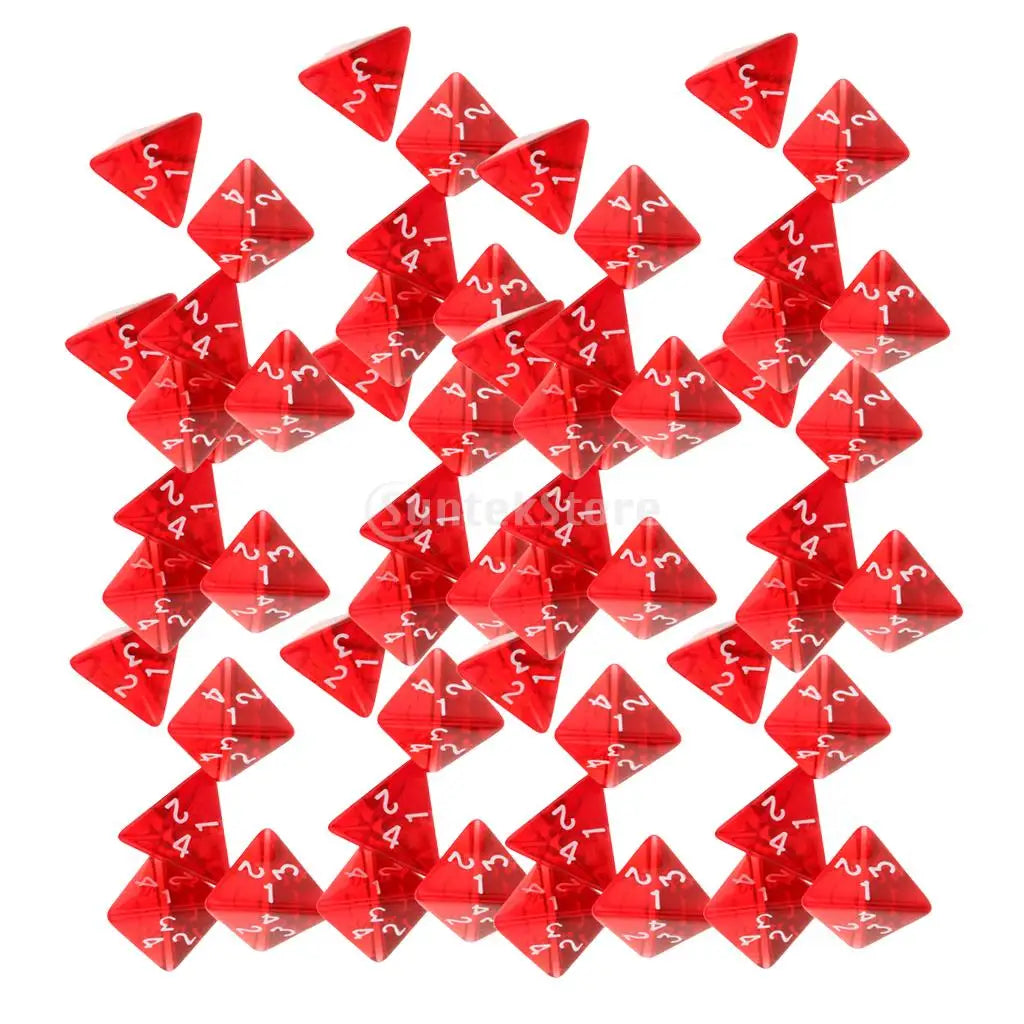 60pcs D4 Polyhedral Dice Set – Red Acrylic DND Tabletop RPG Polyhedral Dice Set PLUSH Red 60 Pieces China Mainland