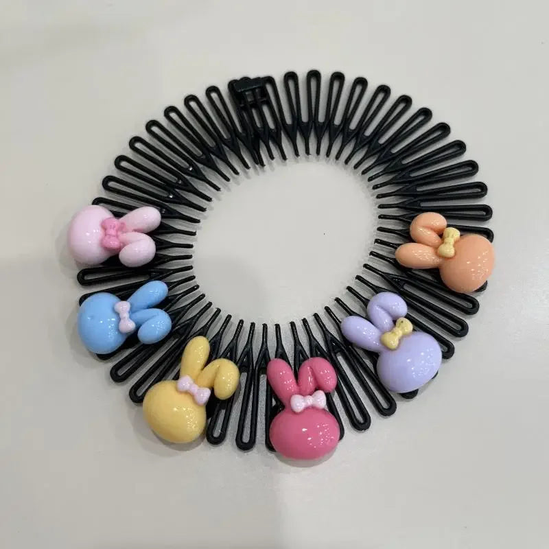 Y2K Star Heart Colorful Hair Comb Clips – Girls Hair Accessories Hair Comb Clip PLUSH long-eared rabbit