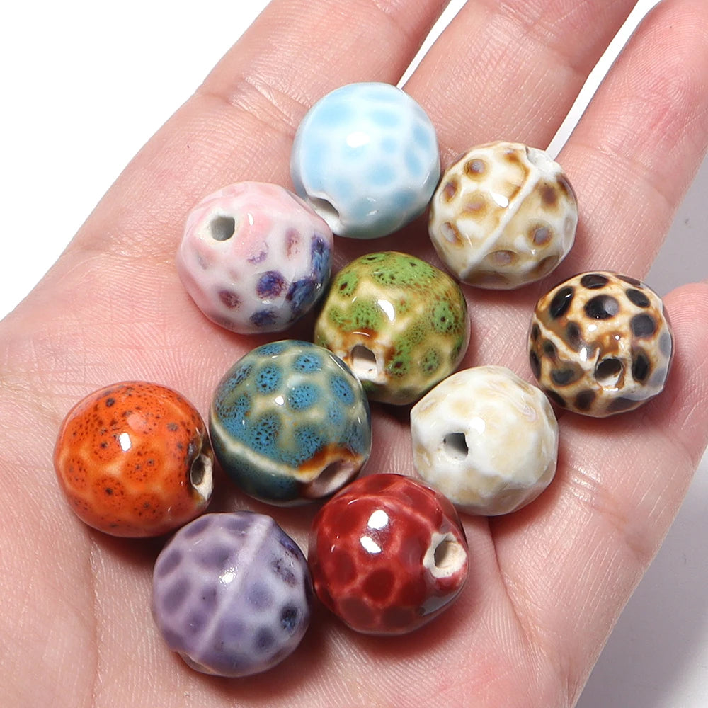 5pcs Ceramic Polka Dot Porcelain Spacer Beads – DIY Jewelry Ceramic Spacer Beads PLUSH