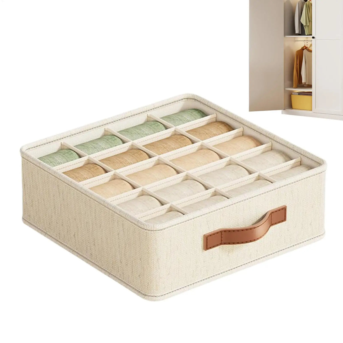 20-Grid Foldable Underwear Drawer Organizer – Cotton Linen Drawer Storage Organizer PLUSH