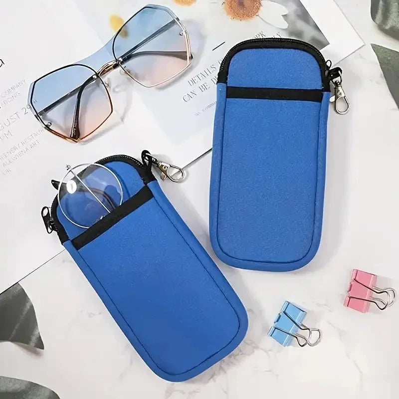 Soft Zippered Eyeglass Case with Hanging Buckle | Glasses Bag Eyeglass Storage Case PLUSH