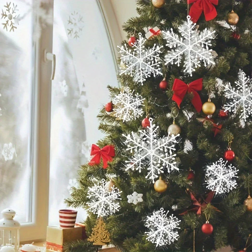 Christmas Snowflake Ornaments – White Hanging Tree Decorations Holiday Tree Ornaments PLUSH