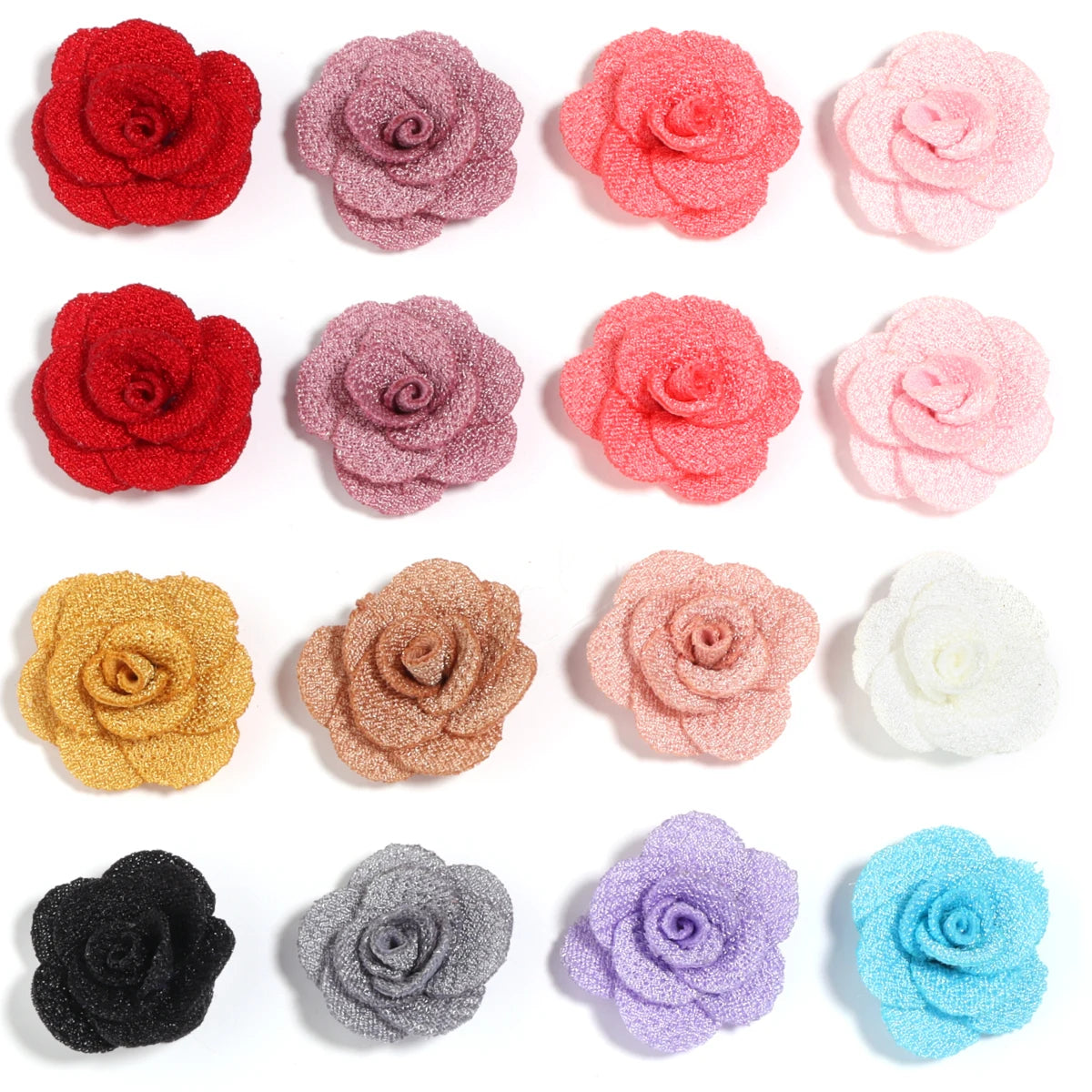10pcs 3cm Fabric Rose Flowers for DIY Sewing & Crafts Fabric Flower Embellishments PLUSH