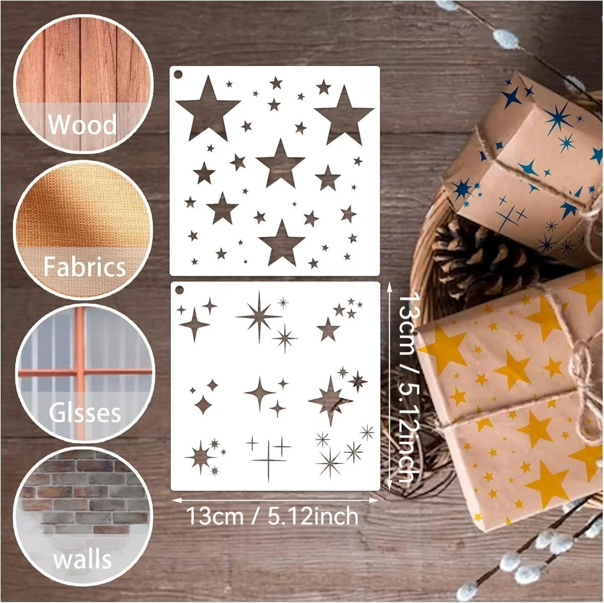 Sparkle Star Stencil Set – Reusable Stars Craft Template Craft Stencil Set PLUSH