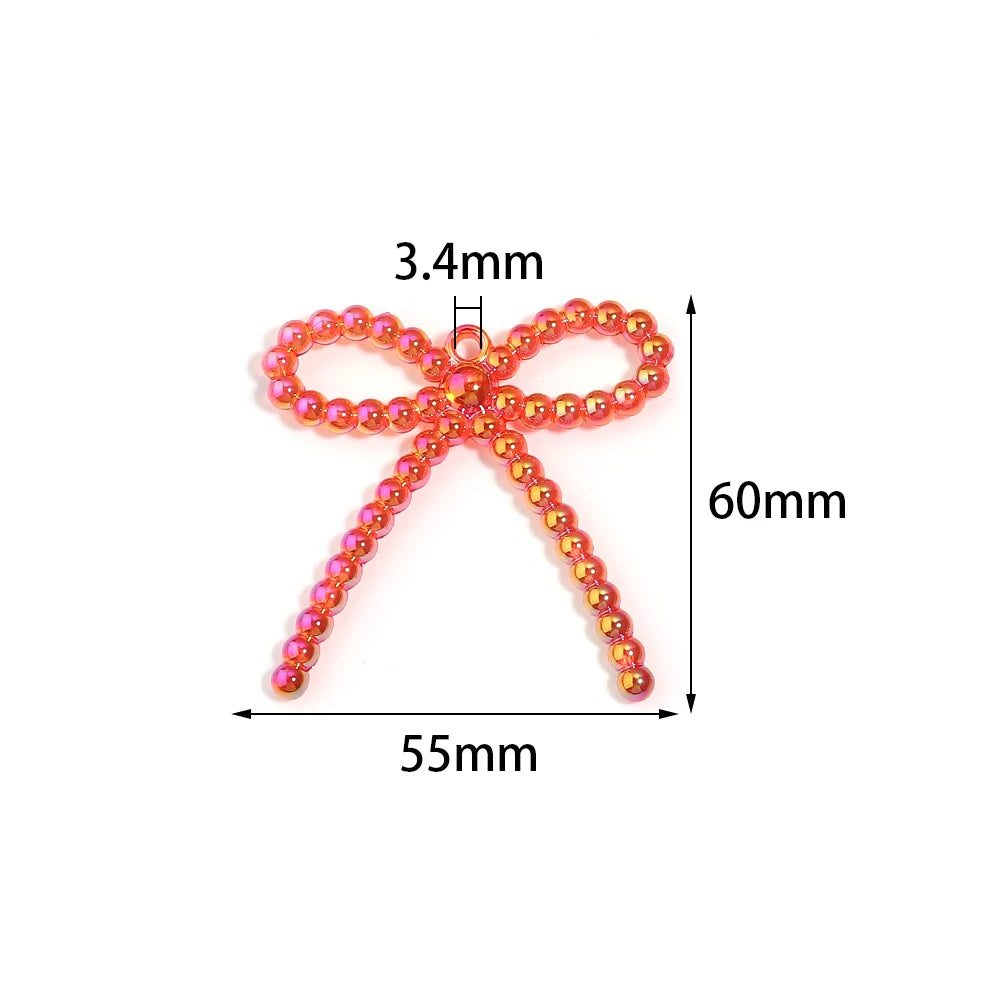5pcs Bowknot Acrylic Charms – Color Plating DIY Jewelry Making Jewelry Charms PLUSH