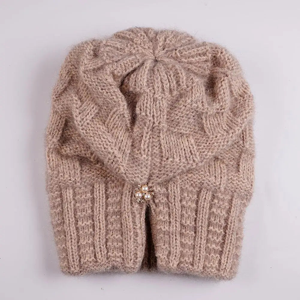 Women's Thick Cable Knit Beanie Hat – Warm Winter Knit Cap Knit Beanie Hat PLUSH