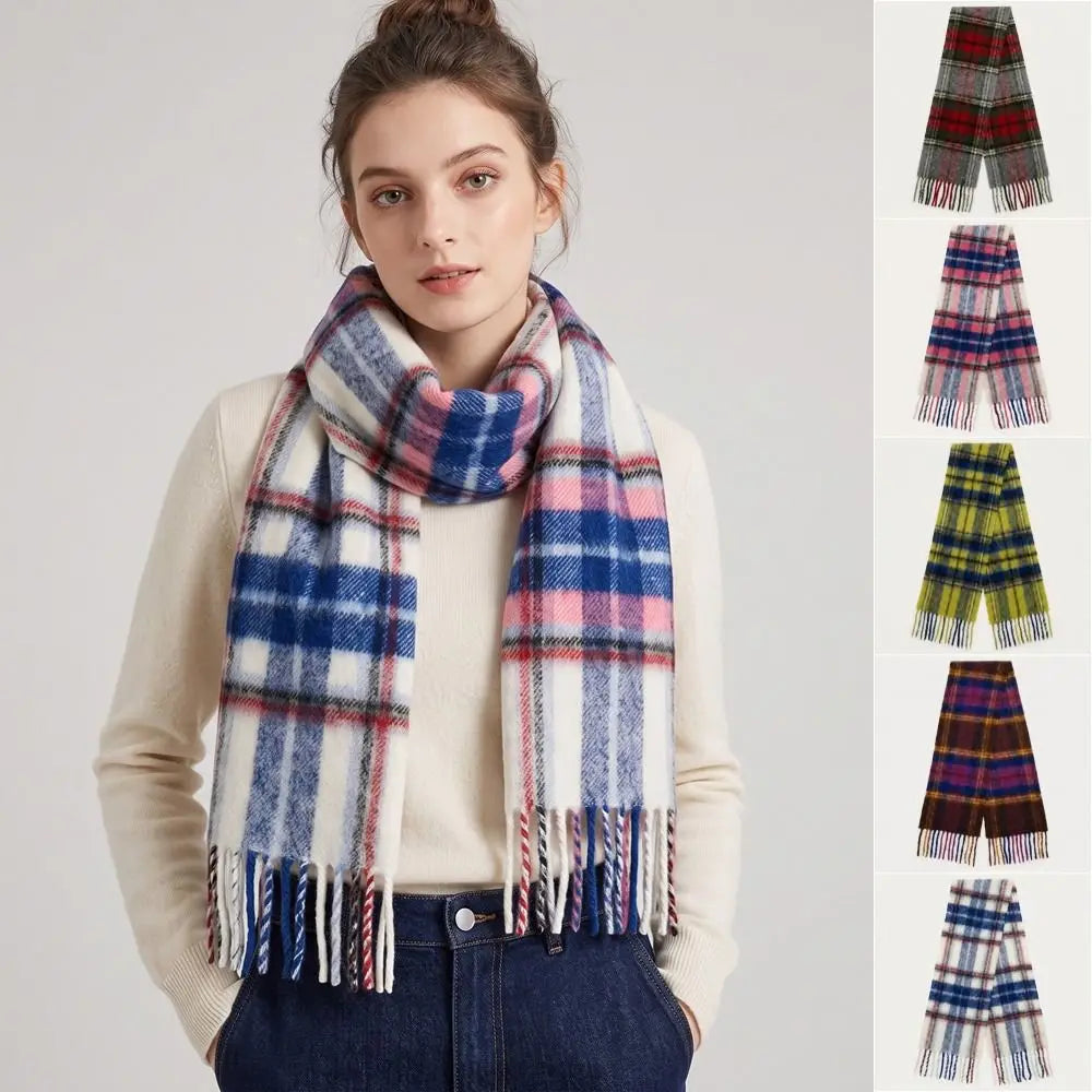 Women's Long Plaid Tassel Scarf – Plush Shawl Wrap All Seasons Scarf & Shawl Wrap PLUSH