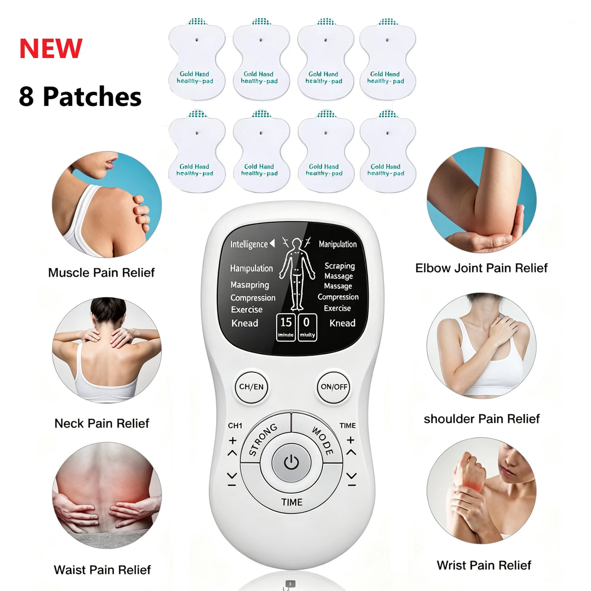 EMS Dual Output Electric Massager – 8 Modes, Full Body EMS Electric Massager PLUSH