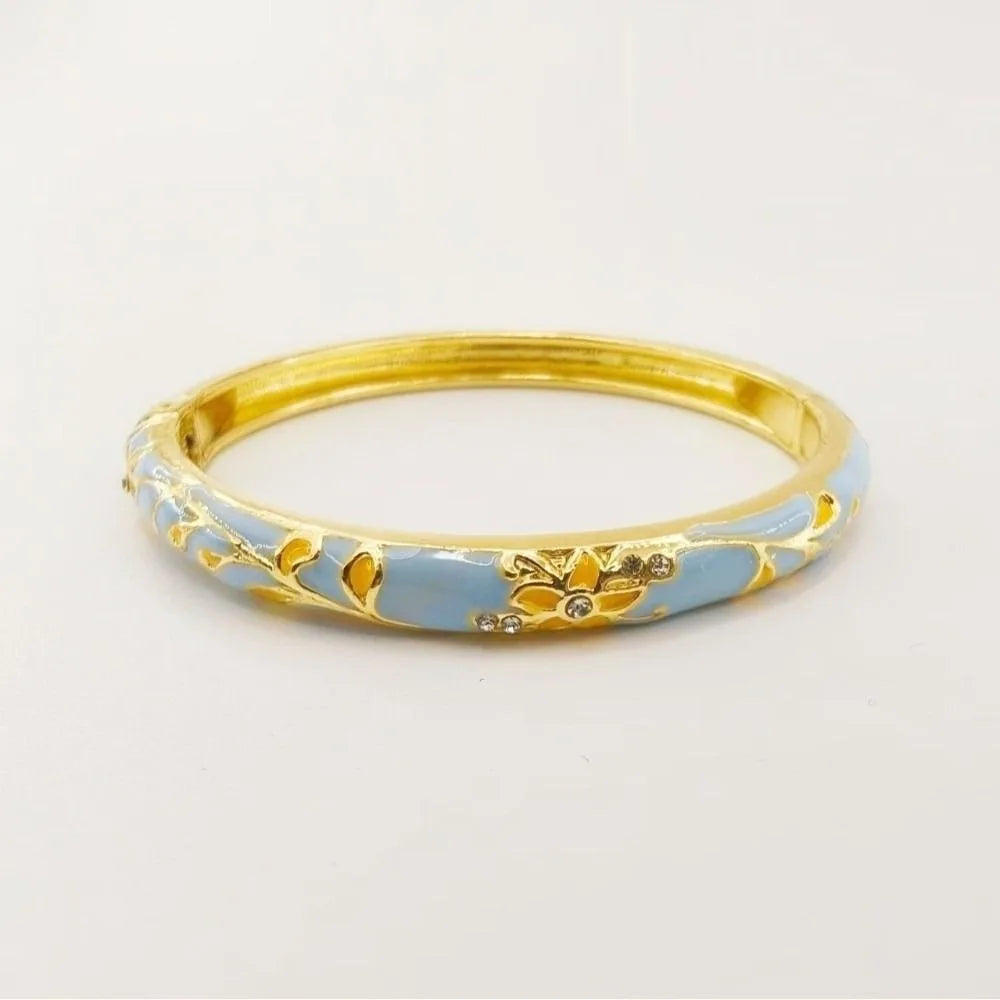 Vintage Cloisonne Enamel Floral Bangle – Ethnic Women's Bracelet Enamel Bangle Bracelet PLUSH Style 7