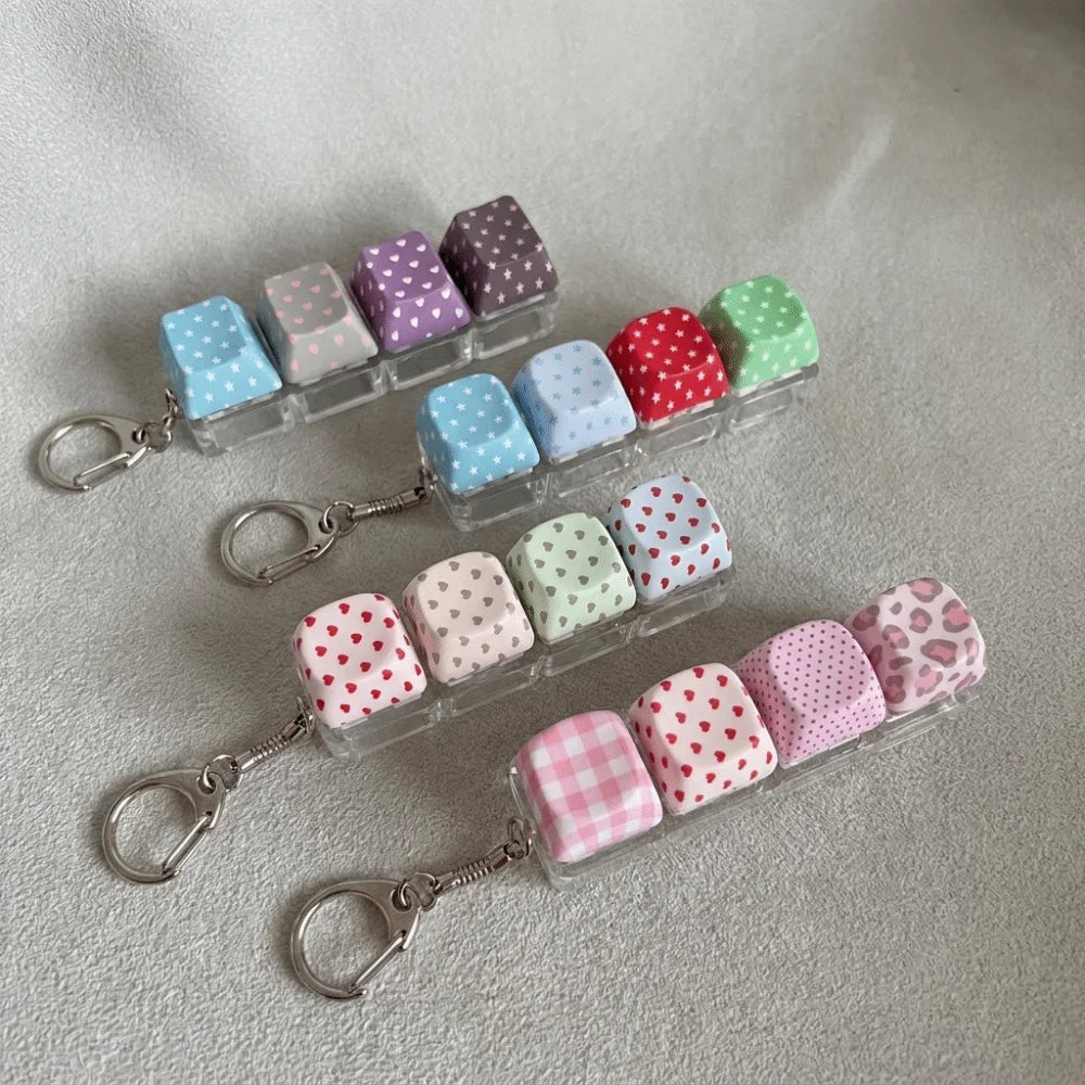PBT 4-Key Fidget Keychain LED Click Sound Snake Chain Fidget Keychain PLUSH
