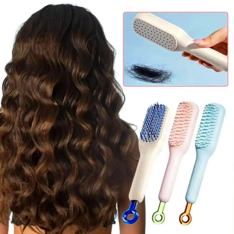 Self-Cleaning Anti-Static Massage Hair Comb | Retractable Brush Massage Hair Comb PLUSH