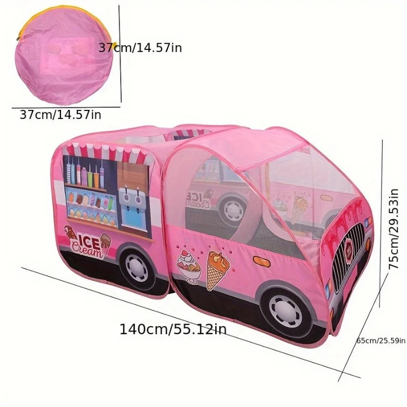 Pink Dessert Truck Kids Pop-Up Play Tent | Indoor & Outdoor Kids Play Tent PLUSH