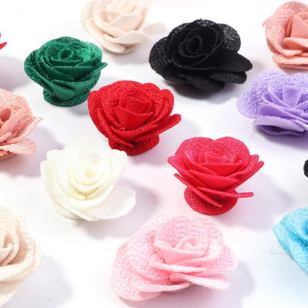 10pcs 4cm Fabric Rose Flowers for DIY Sewing, Headwear & Decor Fabric Flower Embellishments PLUSH