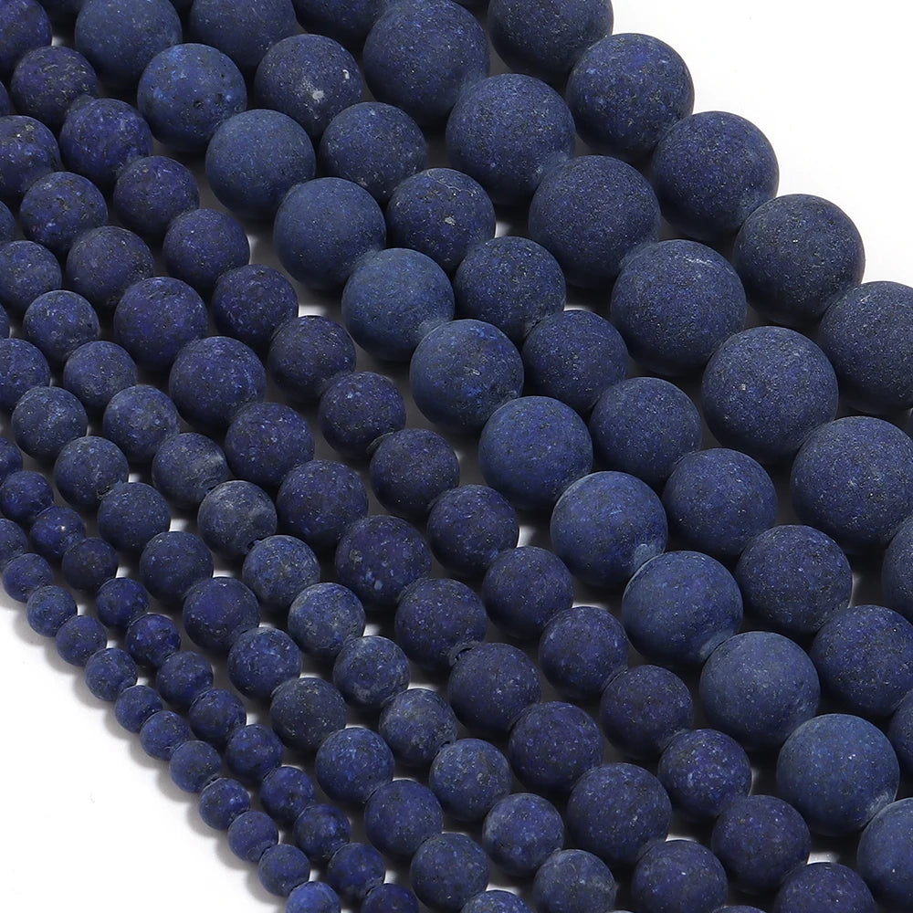 Frosted Lapis Lazuli Round Spacer Beads 4–12mm | DIY Jewelry Natural Stone Beads PLUSH