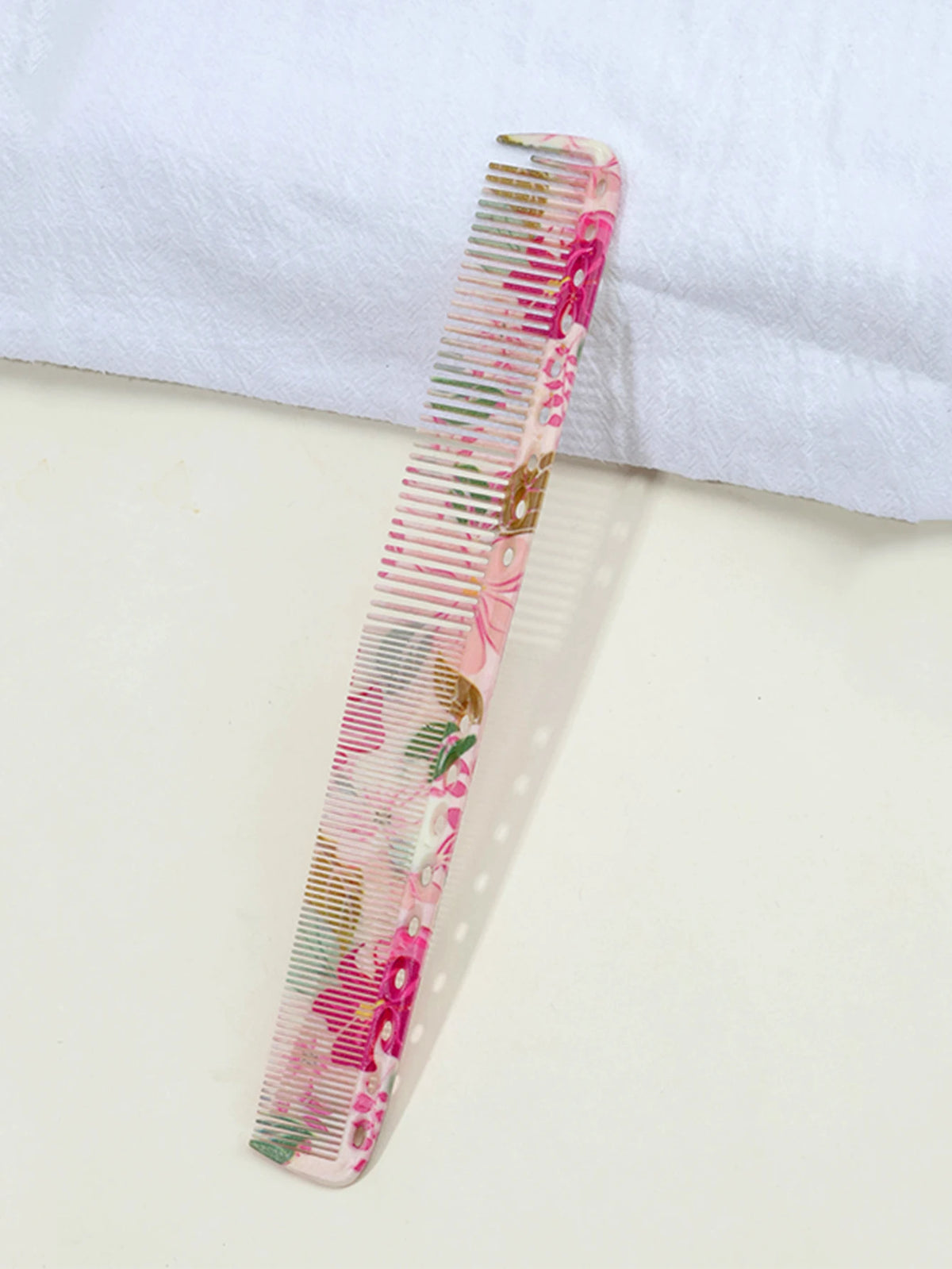 Wide & Fine Tooth Hair Combs – 13 Colors | Salon & Home Hair Styling Comb PLUSH Flower-A